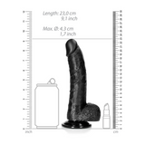 Realistischer Dildo gebogen mit Hoden und Saugfuß Schwarz 17 x Ø 4,3 cm