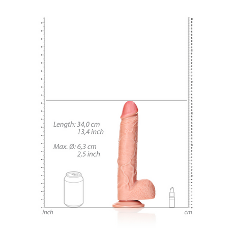 Realistischer Dildo gerade mit Hoden und Saugfuß Hautfarbe 25 x Ø 6 cm