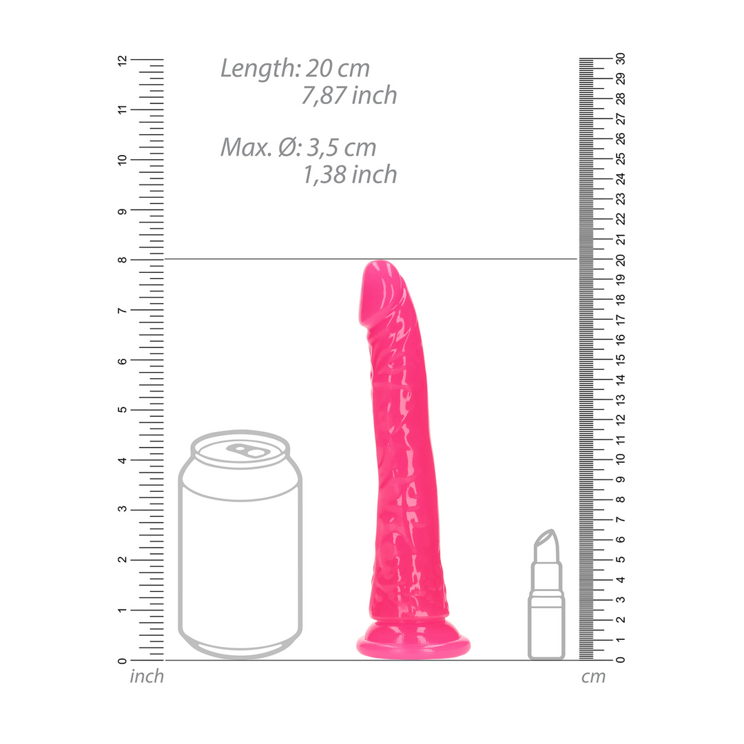 Realistischer Dildo Slim mit Saugfuß nachtleuchtend Grün 18 x Ø 3,5 cm
