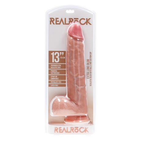 Realistischer Dildo XL gerade mit Hoden Hautfarbe 26,7 x Ø 6,3 cm