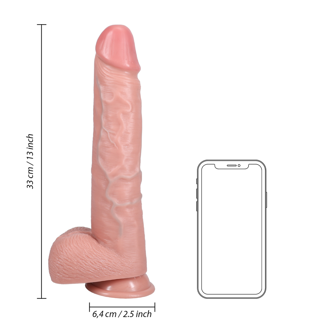 Realistischer Dildo XL gerade mit Hoden Hautfarbe 26,7 x Ø 6,3 cm
