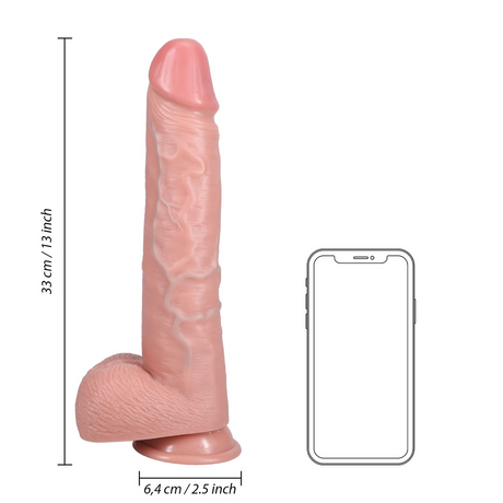 Realistischer Dildo XL gerade mit Hoden Hautfarbe 26,7 x Ø 6,3 cm