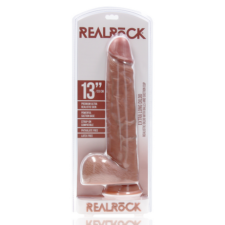 Realistischer Dildo XL gerade mit Hoden Hautfarbe 26,7 x Ø 6,3 cm