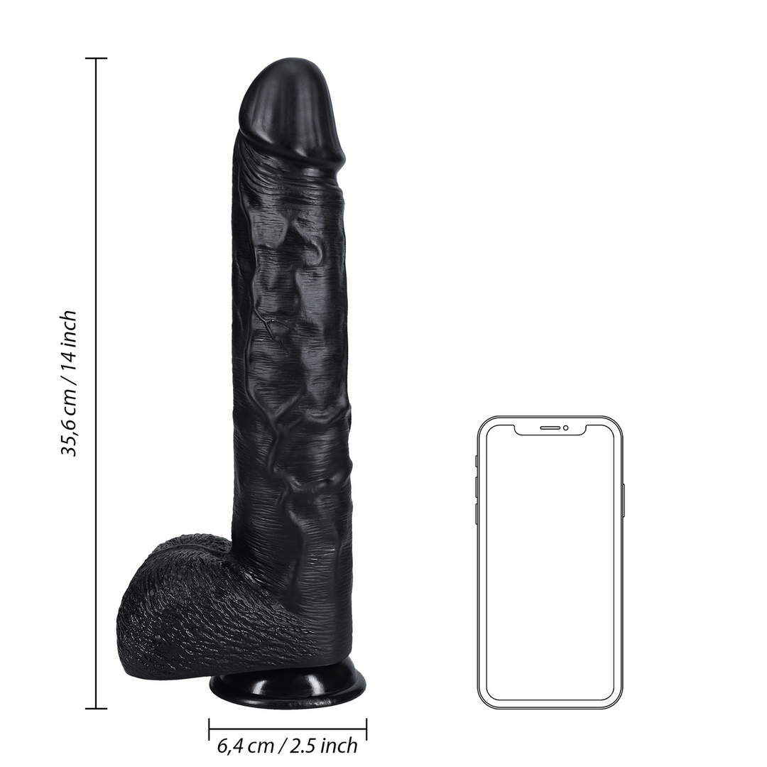 Realistischer Dildo XL gerade mit Hoden Schwarz 29 x Ø 6,3 cm