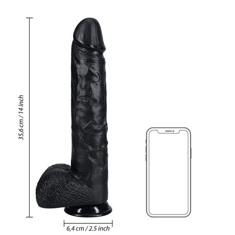 Realistischer Dildo XL gerade mit Hoden Schwarz 29 x Ø 6,3 cm