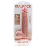 Realistischer Dildo XL gerade mit Hoden Hautfarbe 33 x Ø 7,6 cm