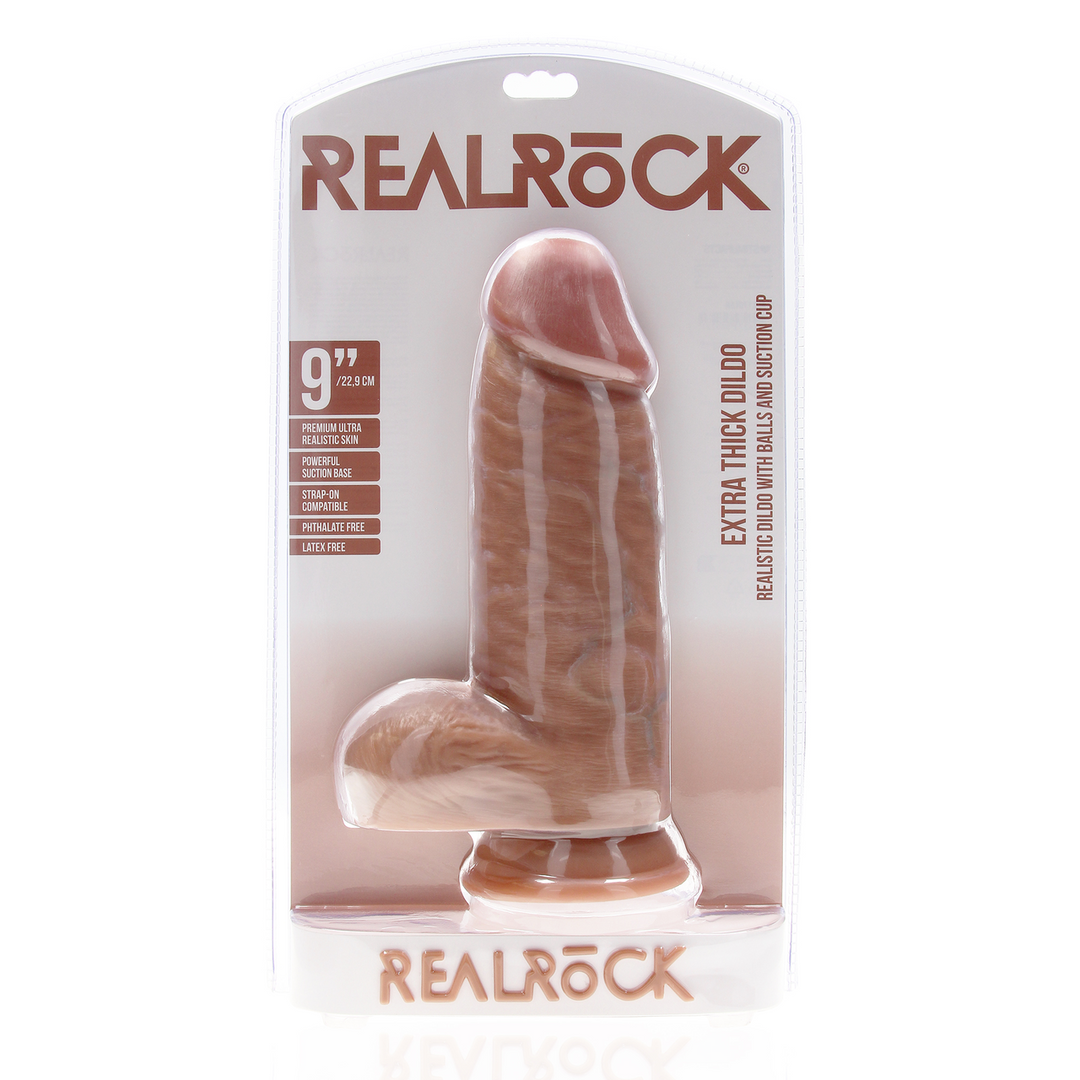 Realistischer Dildo extra dick gerade mit Hoden Schwarz 7,5 x Ø 7,6 cm