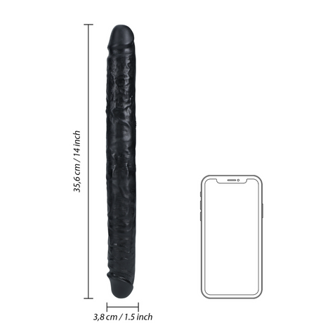 Dildo Slim doppelendig Schwarz 35,6 x Ø 3,8 cm