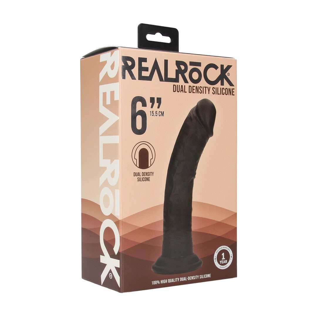 Realistischer Dildo RealRock Dual Density gebogen mit Saugfuß Schwarz 17,05 x 3,4 cm – Ansicht 2