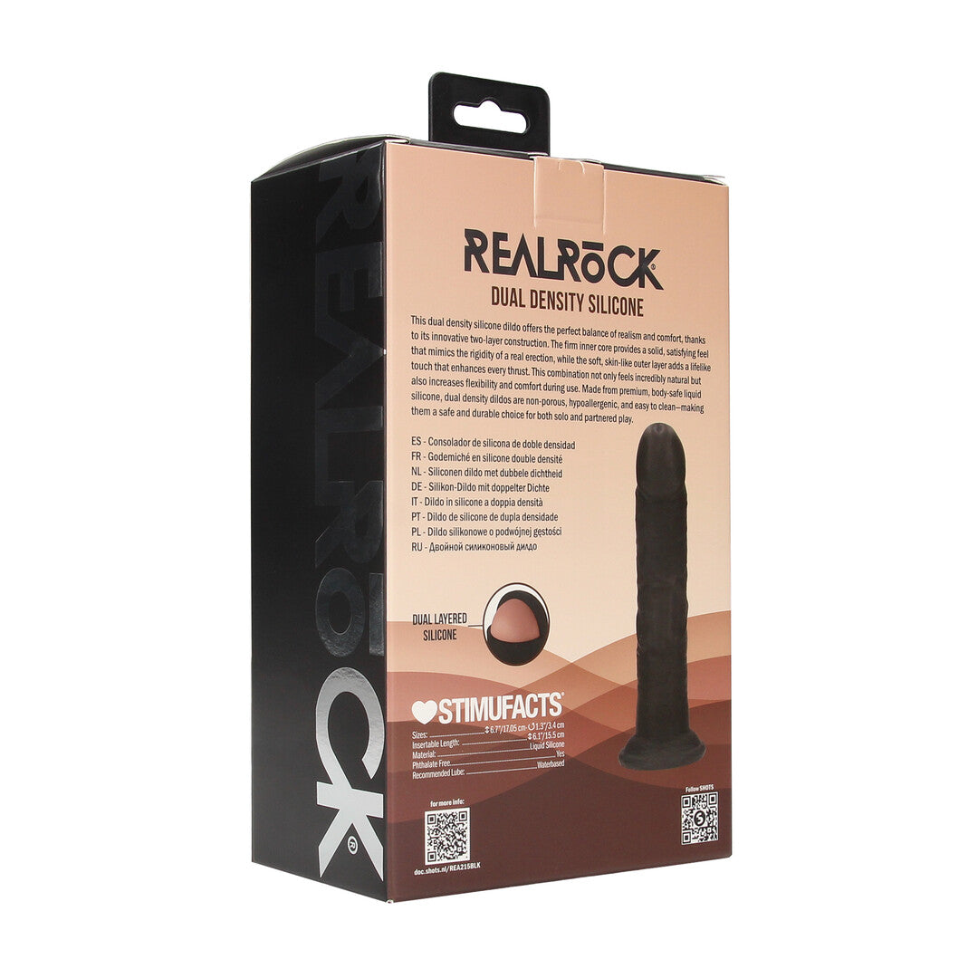 Realistischer Dildo RealRock Dual Density gebogen mit Saugfuß Schwarz 17,05 x 3,4 cm – Ansicht 3