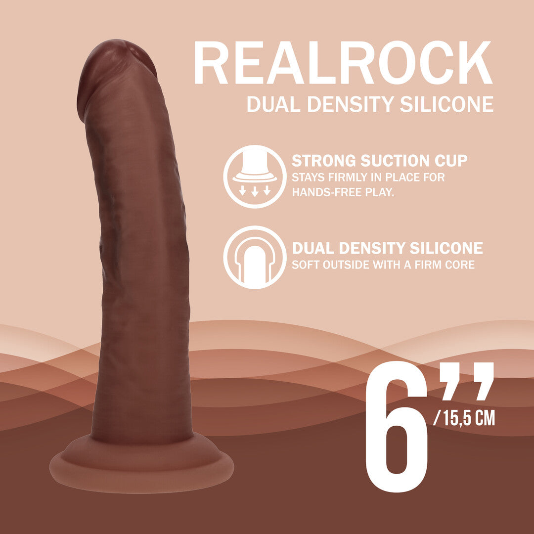 Realistischer Dildo RealRock Dual Density gebogen mit Saugfuß Braun 17,05 x 3,4 cm – Ansicht 5