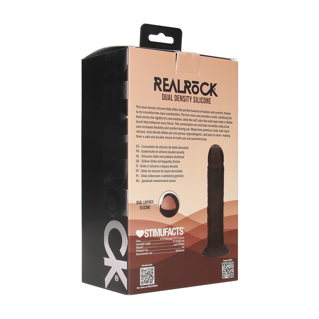 Realistischer Dildo RealRock Dual Density gebogen mit Saugfuß Schwarz 20,1 x 3,8 cm – Ansicht 3
