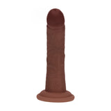 Realistischer Vibrator Dual Density gebogen mit Saugfuß Braun 15,5 x Ø 3,4 cm