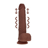 Realistischer Dildo Dual Density vibrierend stoßend mit Hoden Braun 20,3 x Ø 4 cm