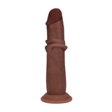 Realistischer Dildo Dual Density Gleithaut Braun 18,5 x Ø 3,9 cm