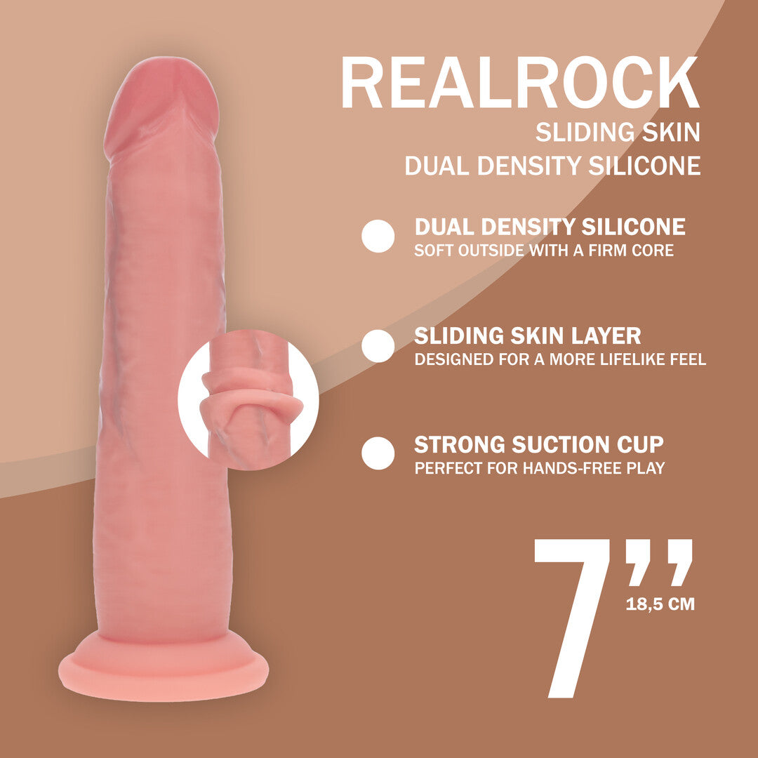 Realistischer Dildo Dual Density Gleithaut Braun 18,5 x Ø 3,9 cm