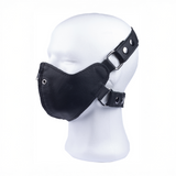 Ledermaske mit Reißverschluss Schwarz