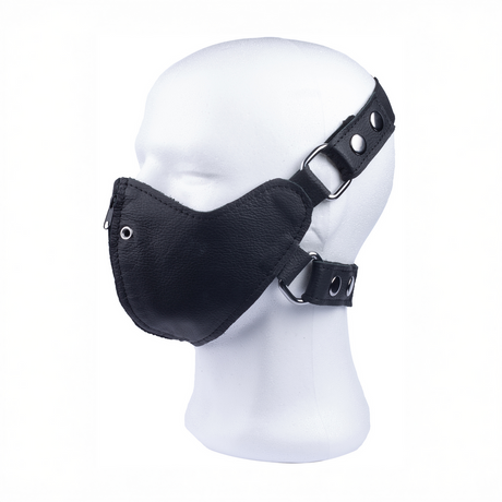 Ledermaske mit Reißverschluss Schwarz