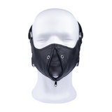 Ledermaske mit Reißverschluss Schwarz