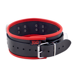 Lederhalsband mit 3 D-Ringen Rot/Schwarz