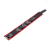 Lederhalsband mit 3 D-Ringen Rot/Schwarz