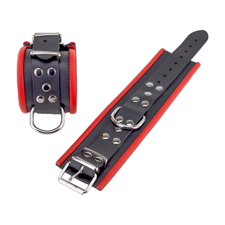 Leder-Handschellen Rot/Schwarz