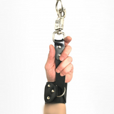Leder-Handschellen mit Anti-Panik-Karabiner Schwarz