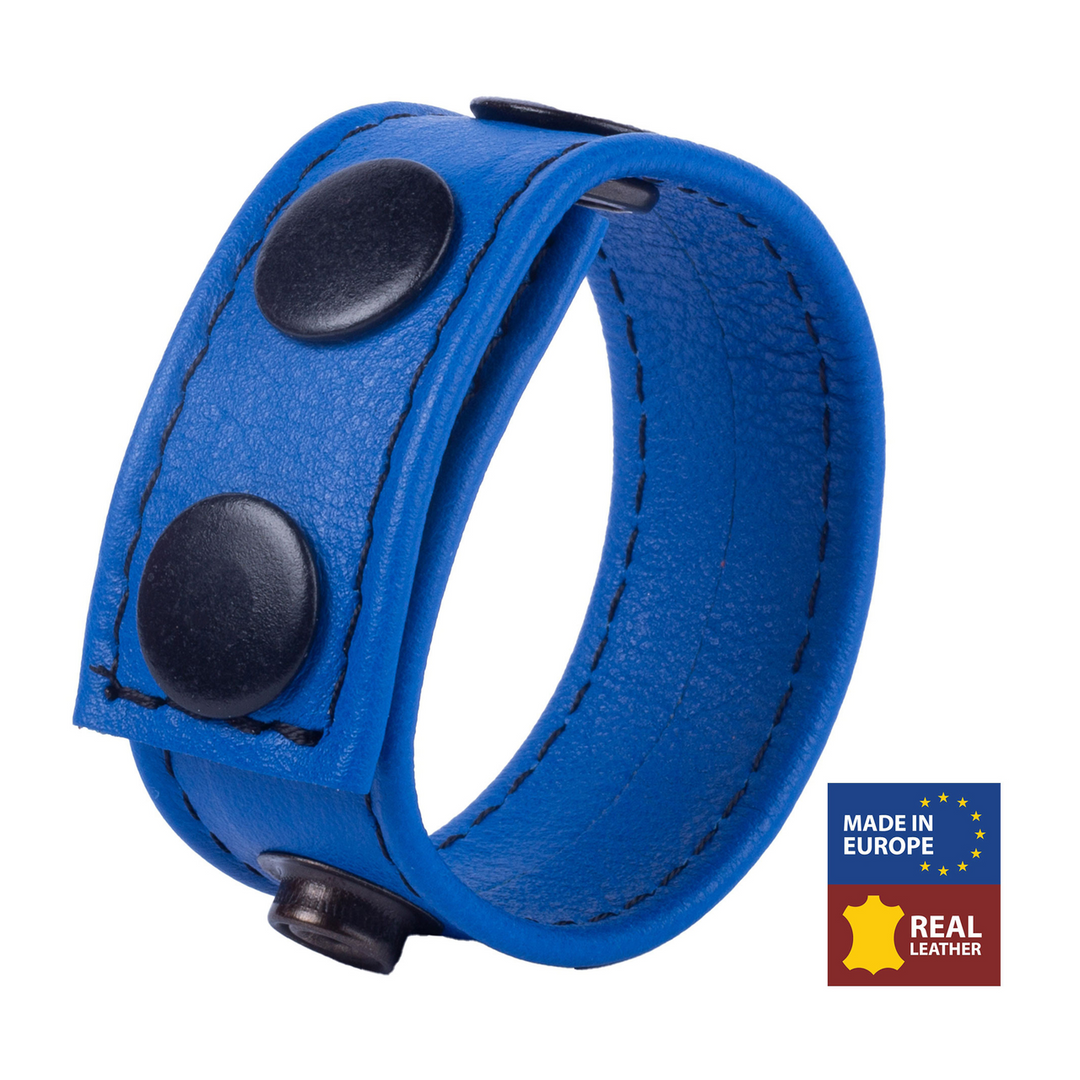 Penisring Cocky Leder verstellbar Blau