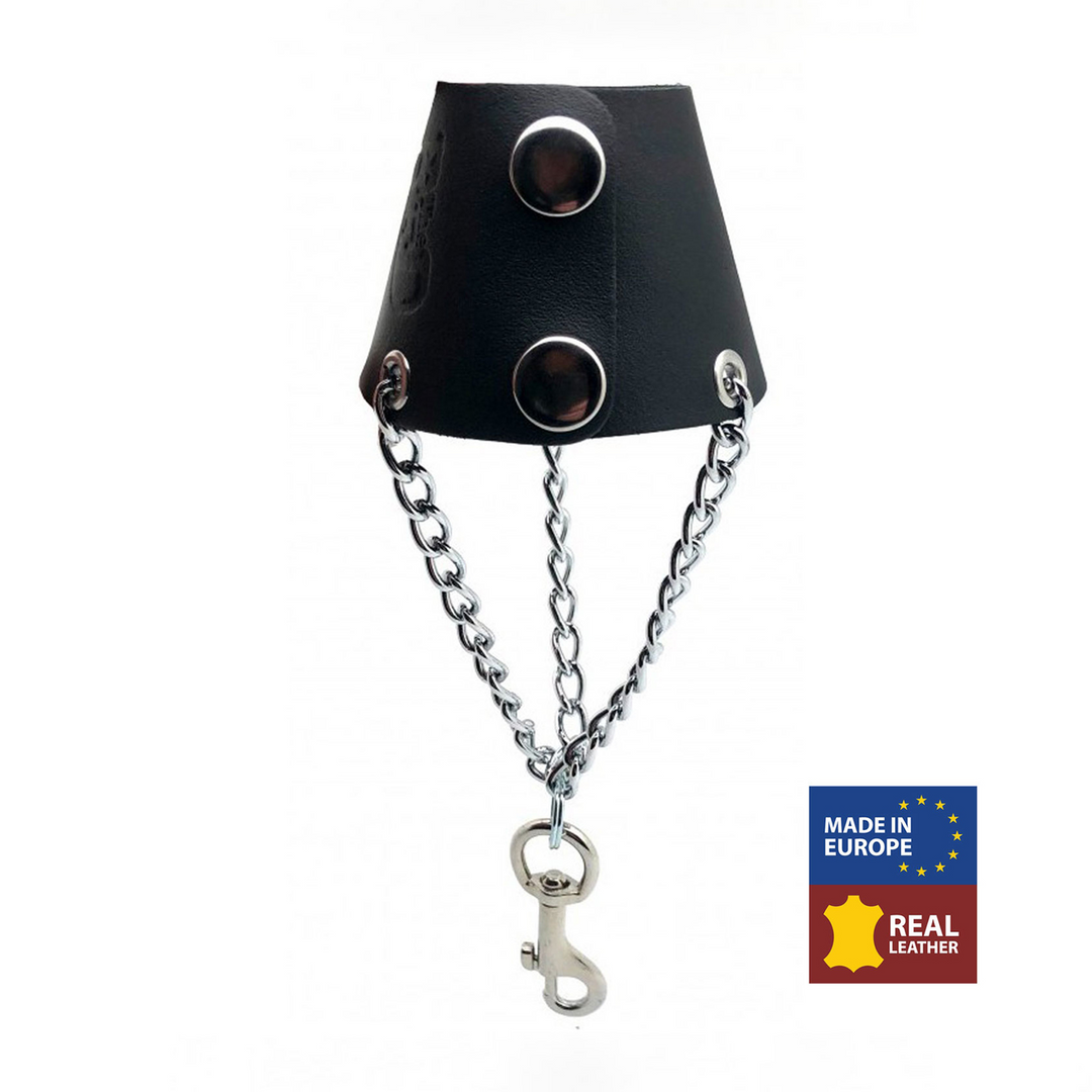 Leder-Fallschirm mit Ketten und Haken Schwarz