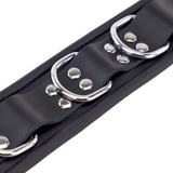 Lederhalsband mit 3 D-Ringen Schwarz