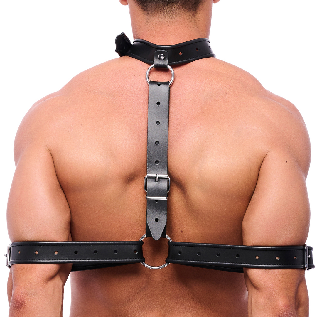 Leder-Bondage-Halsband für Arme Schwarz