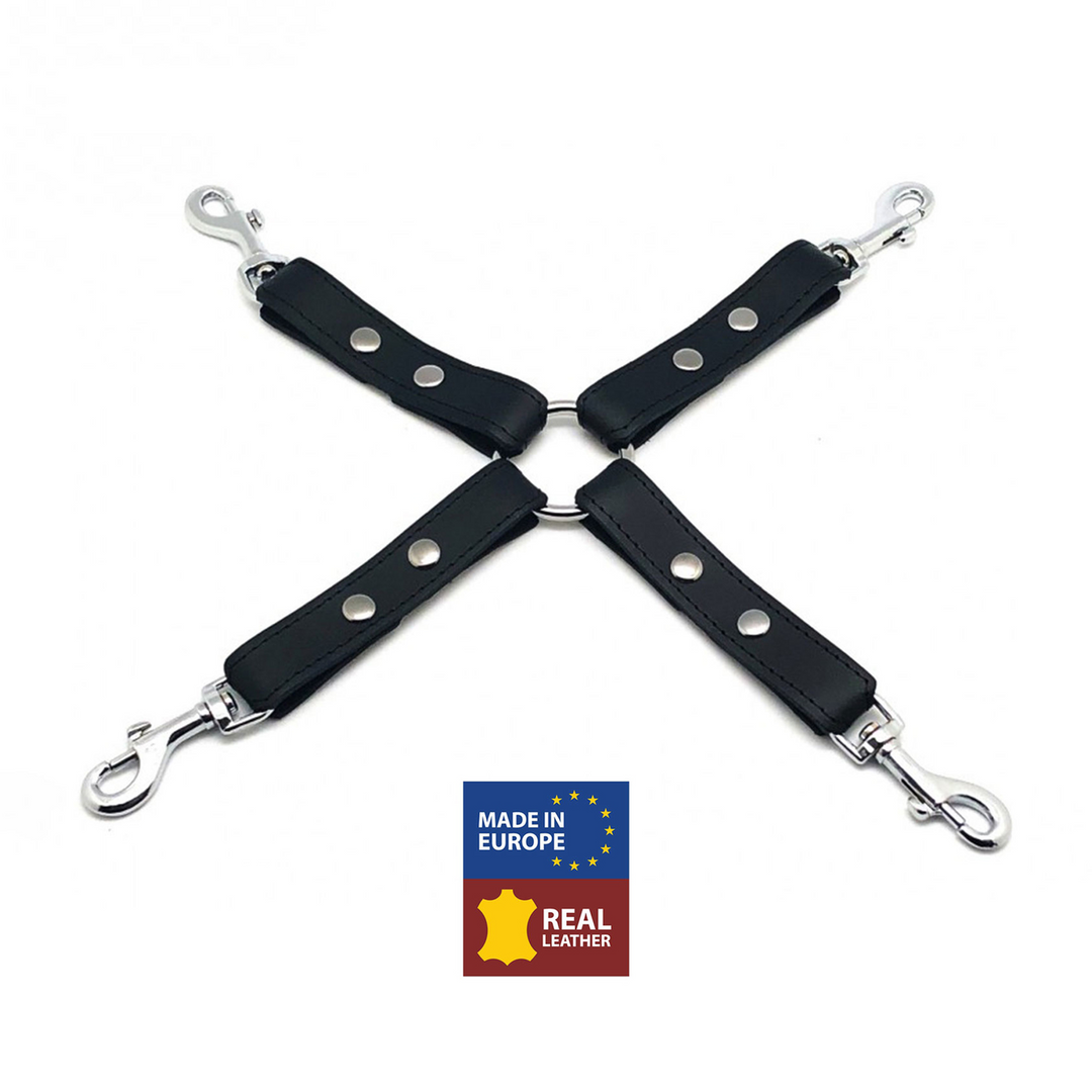 Leder-BDSM-Knoten mit Haken Schwarz