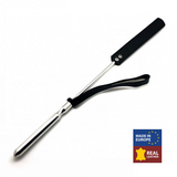 Peitsche Metall und Leder Schwarz/Silber 52 cm