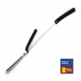 Peitsche Metall und Leder Schwarz/Silber 70,5 cm