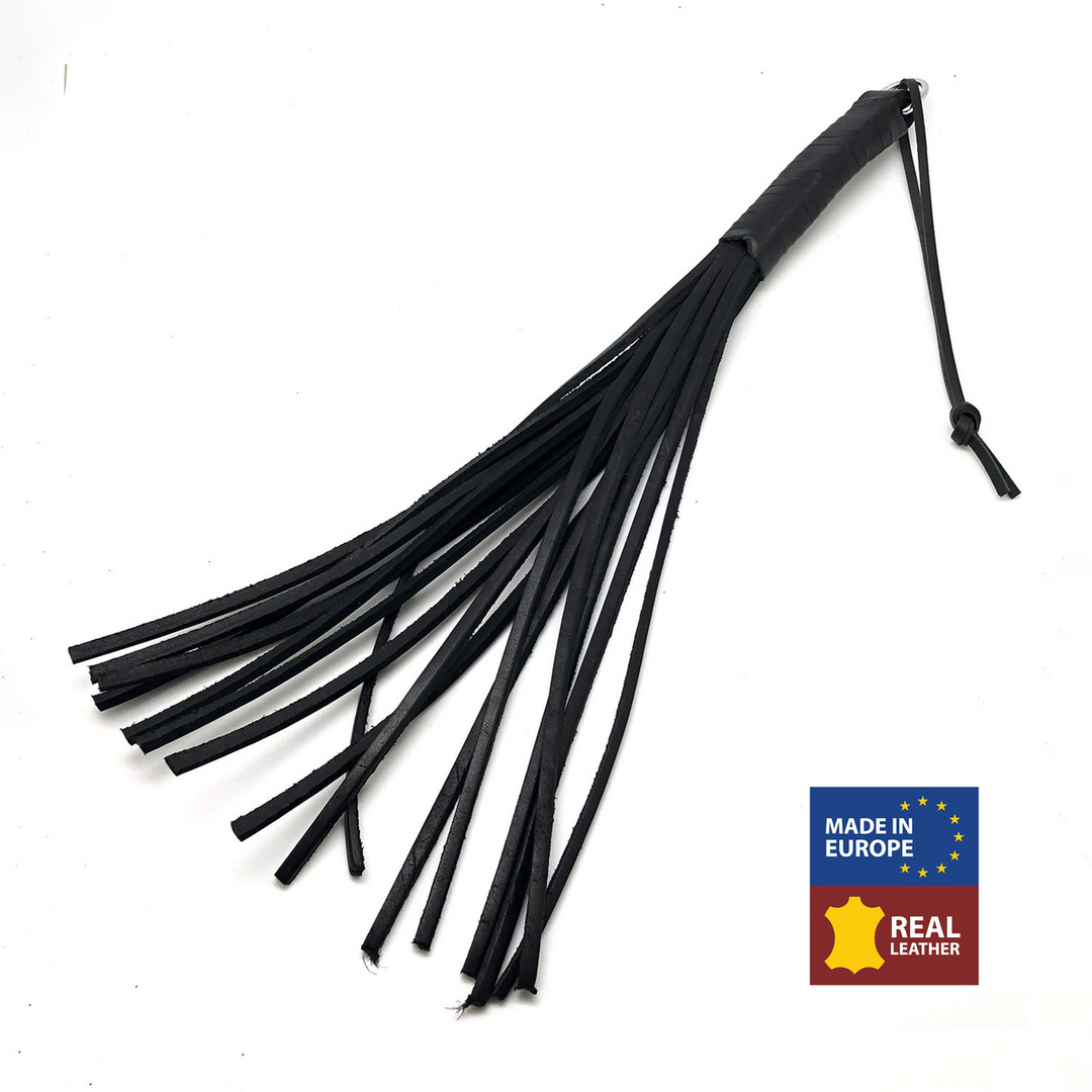 Peitsche Martinet mit Lederbändern Schwarz 43 cm