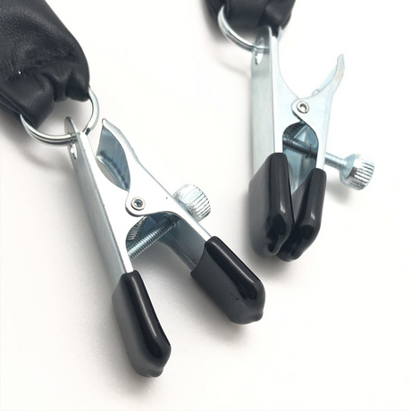 Brustklemmen mit Ledergewicht 2 x 80 g Schwarz/Silber