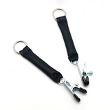 Brustklemmen mit Ledergewicht 2 x 80 g Schwarz/Silber