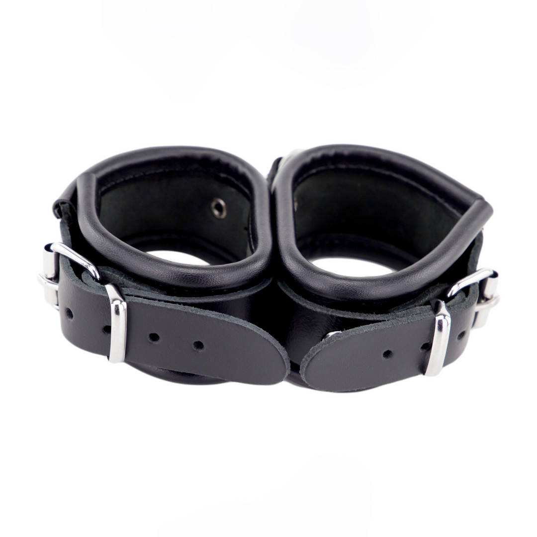 Leder-Handschellen doppelt Schwarz