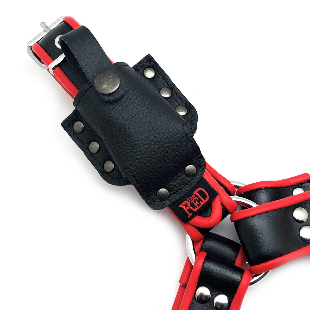Leder-Flaschenhalter für Aroma mit Harness-Befestigung Schwarz