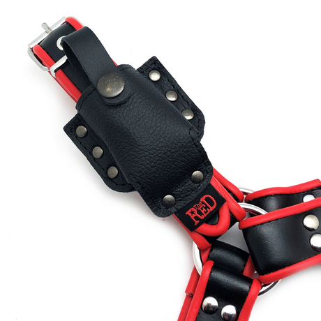 Leder-Flaschenhalter für Aroma mit Harness-Befestigung Schwarz