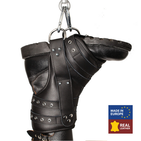 Set aus 2 Leder-Beinfesseln Deluxe Schwarz