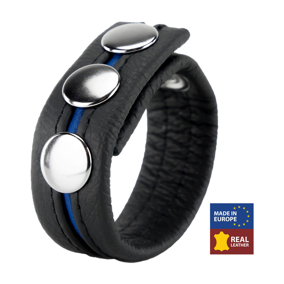 Penisring Leder verstellbar Blau