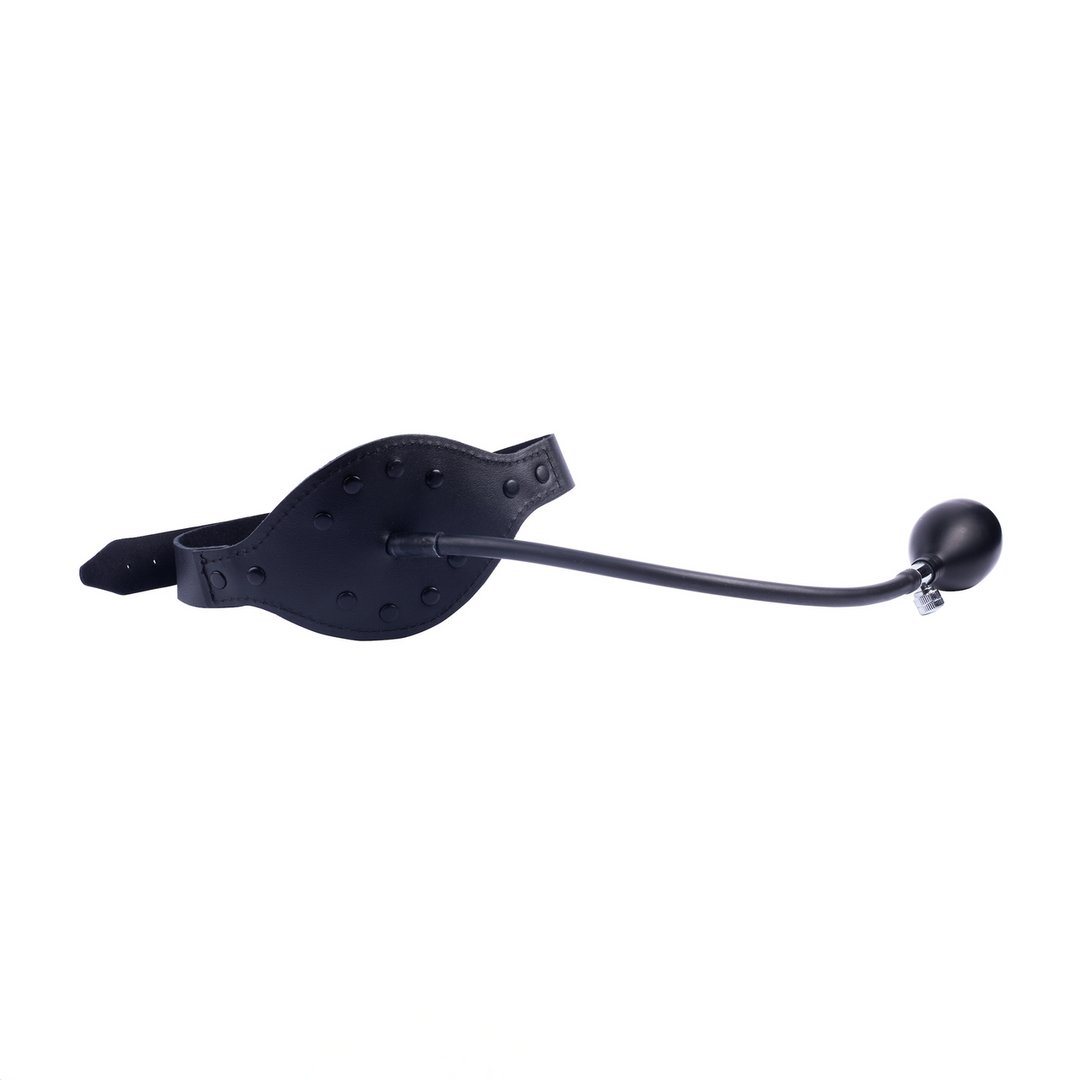 Lederknebel mit aufblasbarem Ball Schwarz