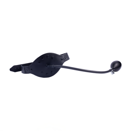 Lederknebel mit aufblasbarem Ball Schwarz