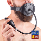 Lederknebel mit aufblasbarem Ball Schwarz