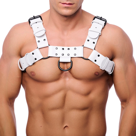 Harness Bulldog Leder Weiß L/XL