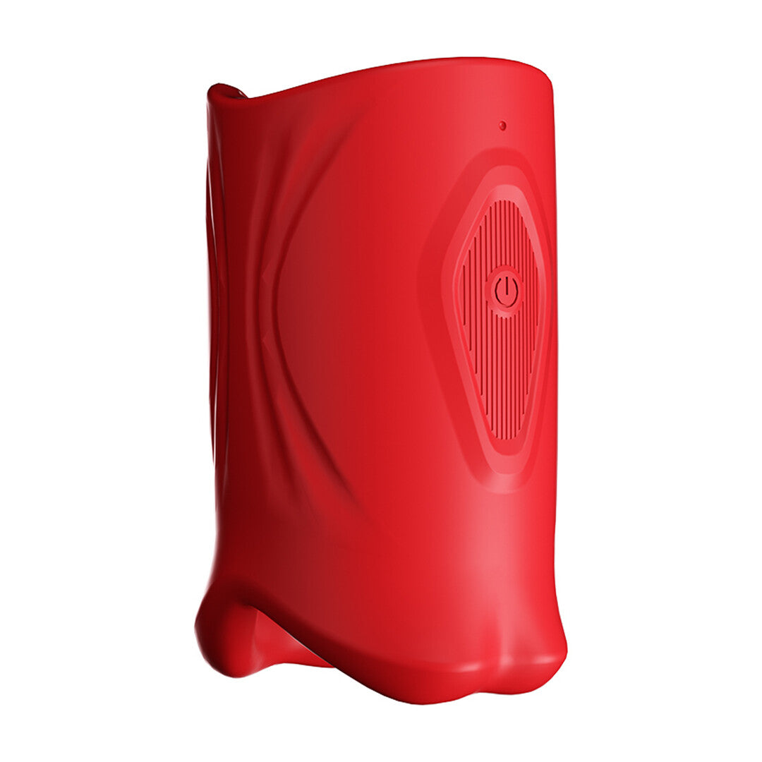 Masturbator SinsFactory mit Mundform und festem Griff Rot 10,2 x 5,9 cm – Ansicht 5