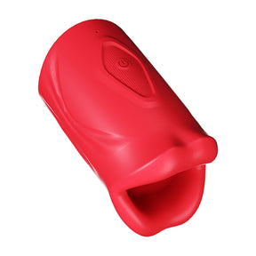 Masturbator SinsFactory mit Mundform und festem Griff Rot 10,2 x 5,9 cm