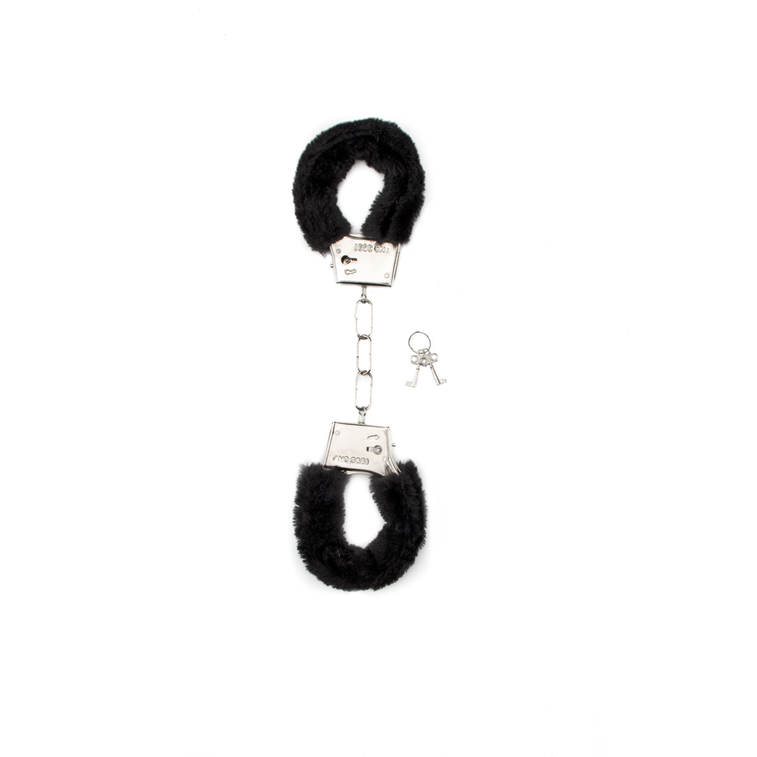 Flauschige Handschellen Schwarz
