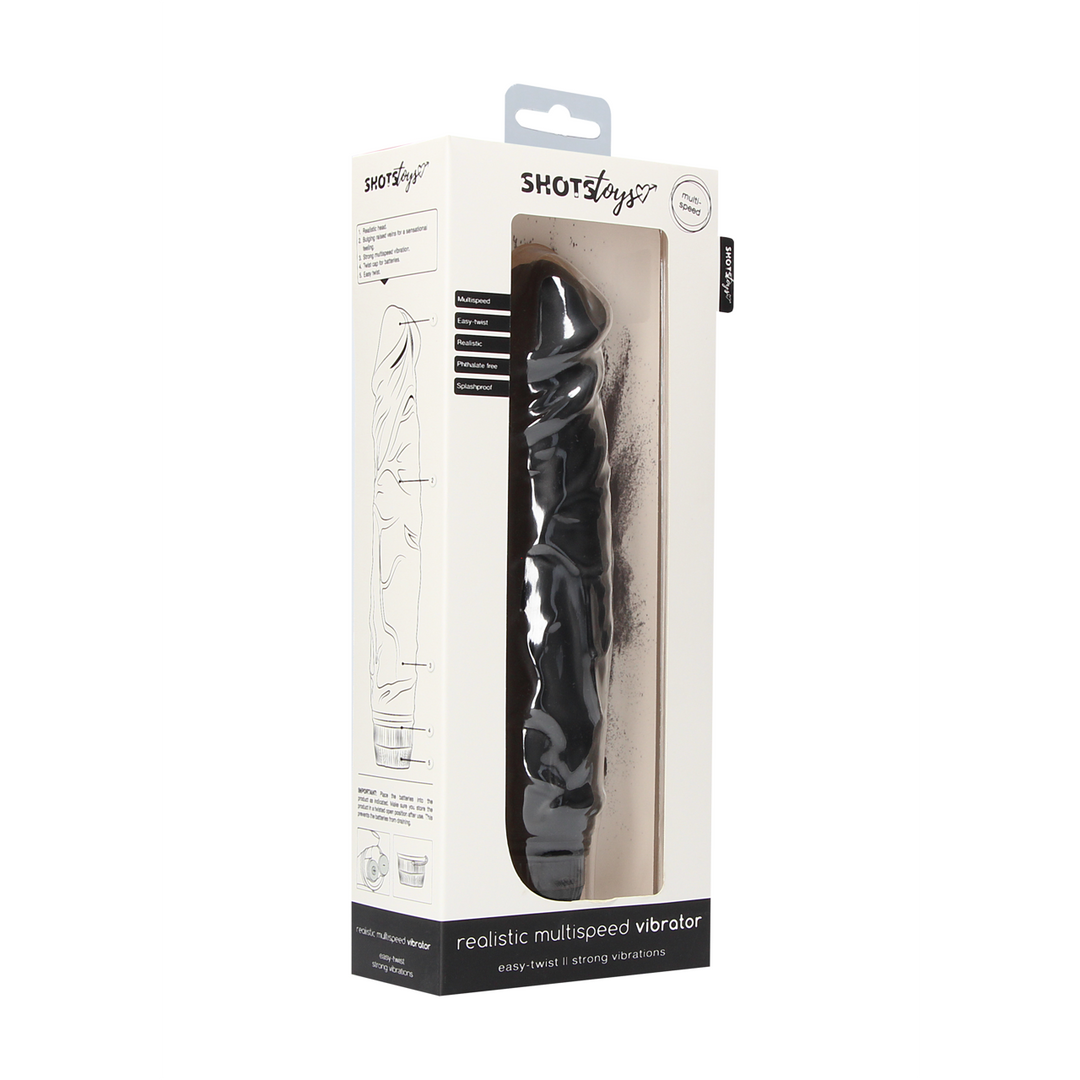 Realistischer Vibrator Multispeed Schwarz 20 x Ø 5 cm